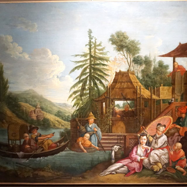 Peinture tableau huile chinoiserie Bouchez Jean-Baptiste le Prince 18e
