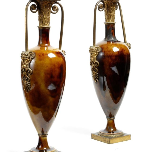 Vase fuseaux porcelaine Dihl Thomire bronze doré empire